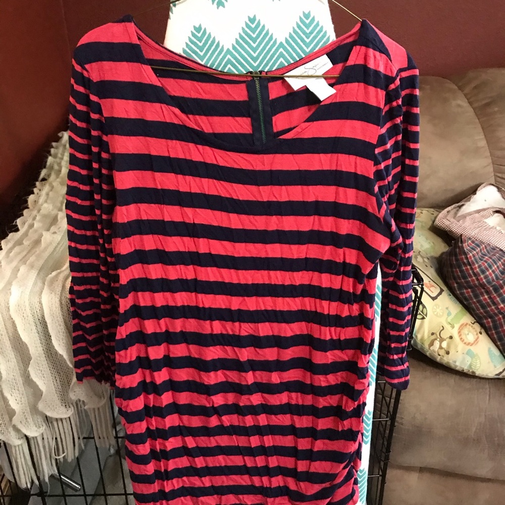 Maternity striped shirt navy blue/coral